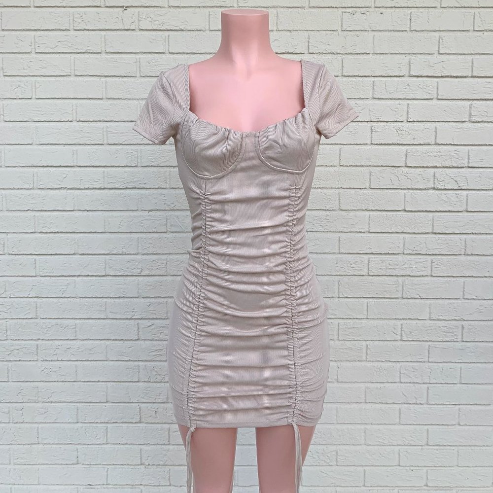 Looking Classy Mini Dress- Beige